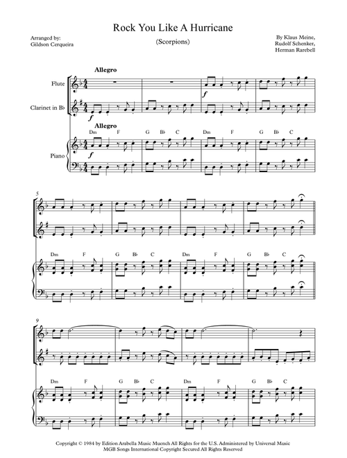 Rock You Like A Hurricane (Arr. Gildson Cerqueira) - Scorpions (Instrumental Duet and Piano)
