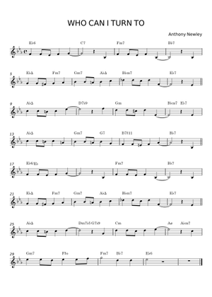 Who Can I Turn To Sheet Music with Chords for Piano (Solo) easy
