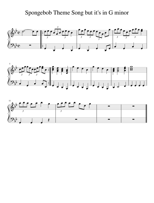 Spongebob Theme Song but it s in G minor