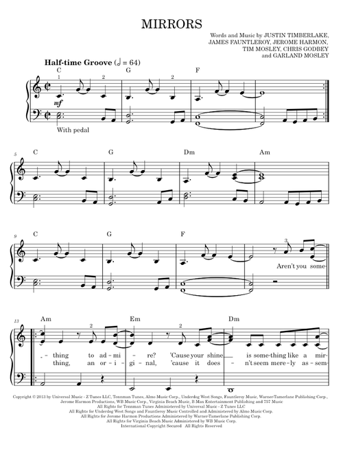 Mirrors - Justin Timberlake (Easy Piano)