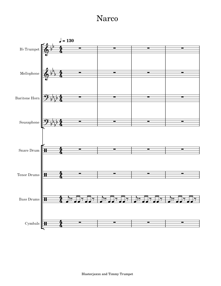 Narco Timmy Trumpet Narco Sheet music for Mellophone, Trumpet in b