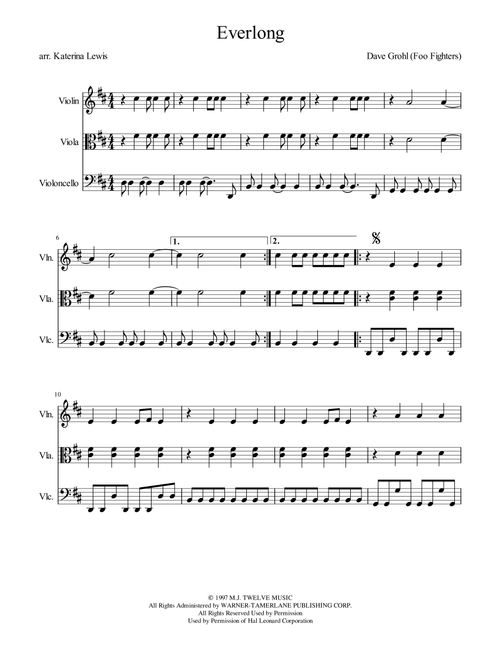 Everlong (Arr. Katerina Anne Lewis) - Foo Fighters (String Ensemble)