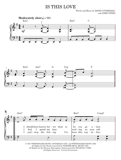 Is this love - Whitesnake (Easy Piano)