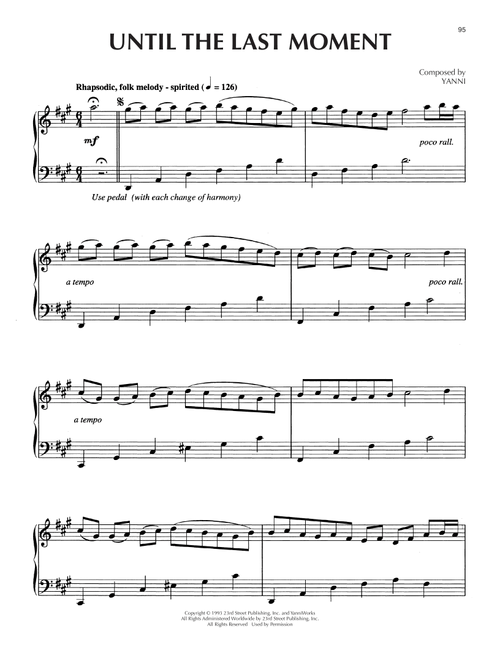 Until The Last Moment - Yanni (Piano Solo)