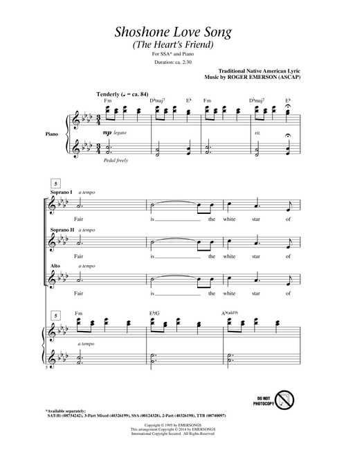Shoshone Love Song (The Heart's Friend) - Traditional Native American Lyric (Choral, SSA)