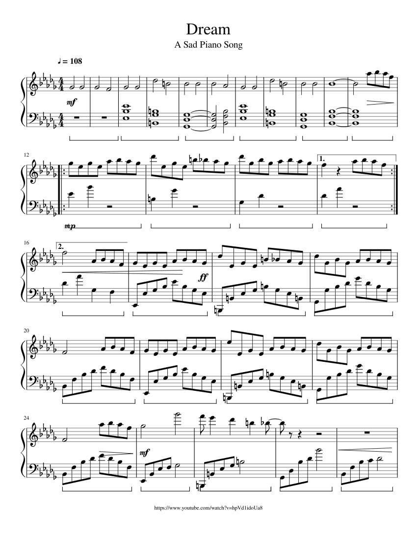pistón transportar Embajador Dream a sad beautiful song Sheet music for Piano (Solo) | Musescore.com