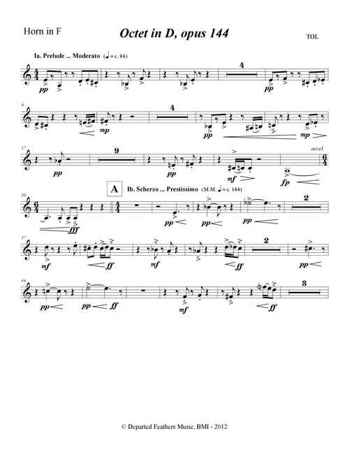 Octet in D, opus 144 (2012) horn part - Thomas Oboe Lee (English Horn Solo)