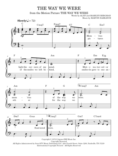 The way we were - Barbra Streisand (Easy Piano)
