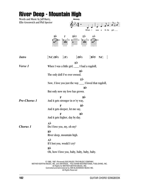 River Deep - Mountain High - Ellie Greenwich Jeff Barry and Phil Spector, Jeff Barry, Phil Spector (Guitar Chords-Lyrics)