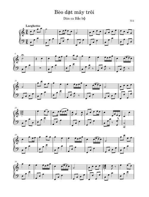 Bèo dạt mây trôi – Quan họ Bắc Ninh - Piano
