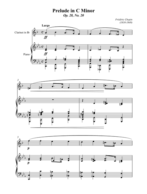 Chopin Prelude in C minor Op.28 No.20 (Arr. Wesley S. SIlva) - Frédéric Chopin (Clarinet and Piano)