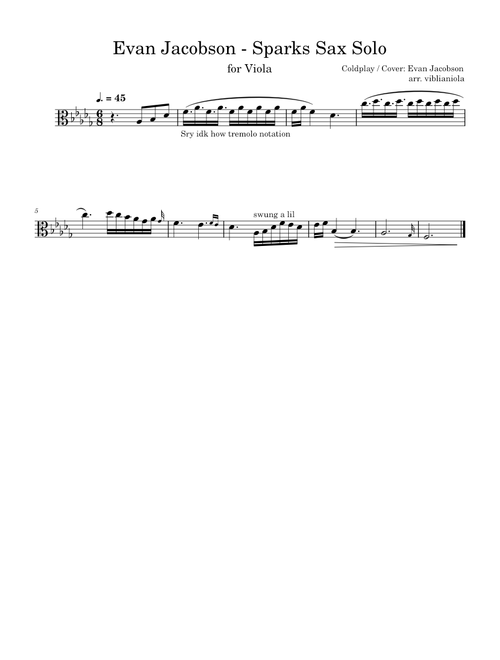 Evan Jacobson Sparks Sax Solo – Coldplay (viola sheet music)