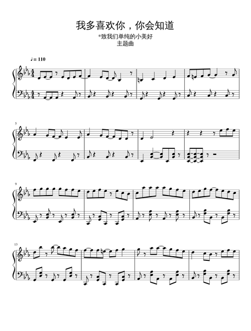 ・一勇画譜 我多喜欢你，你会知道 Sheet Music for Piano (Solo) | MuseScore.com
