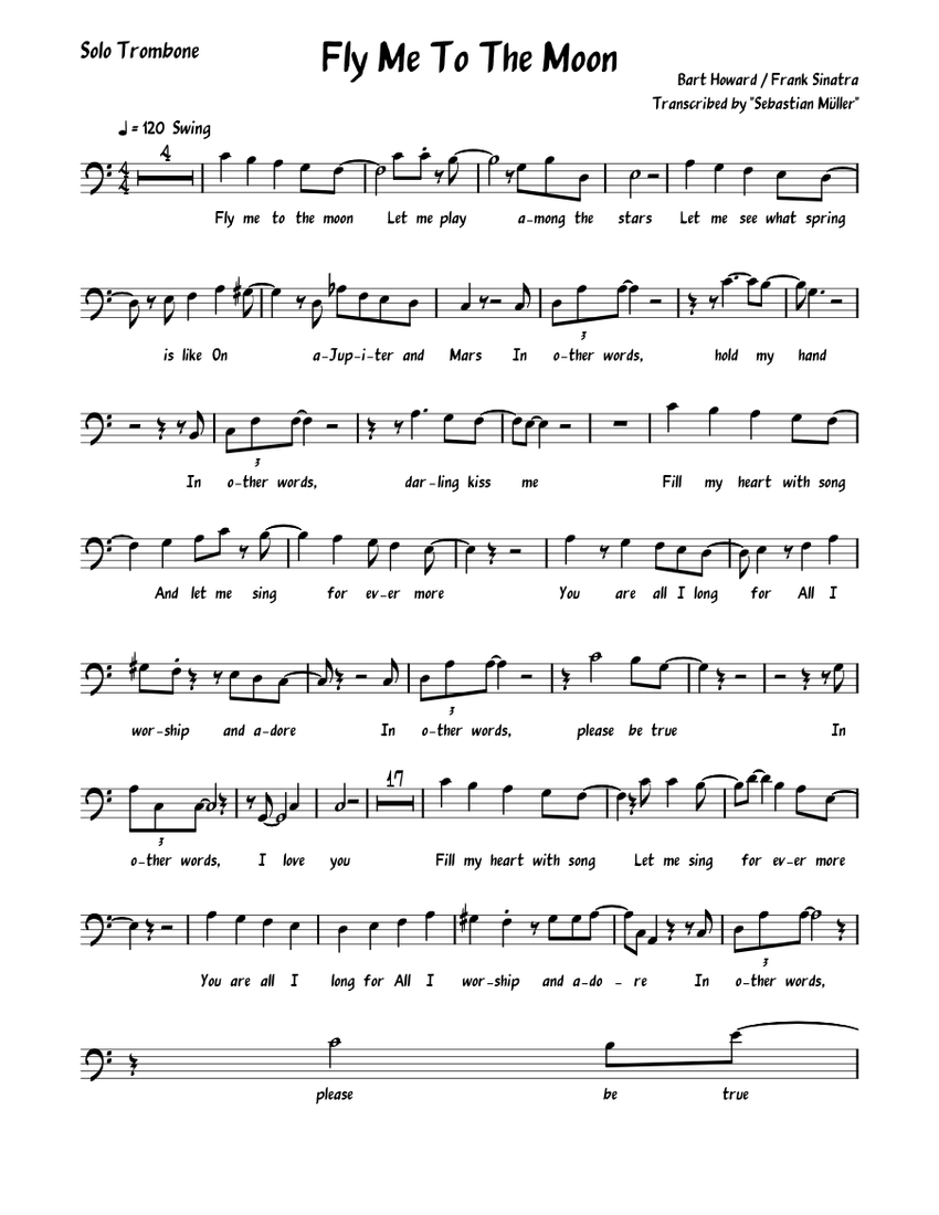 Fly me to the moon trombone new arrivals