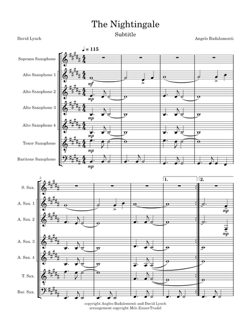 Twin peaks Suite-Angelo Badalamenti arr. Milo Zinser