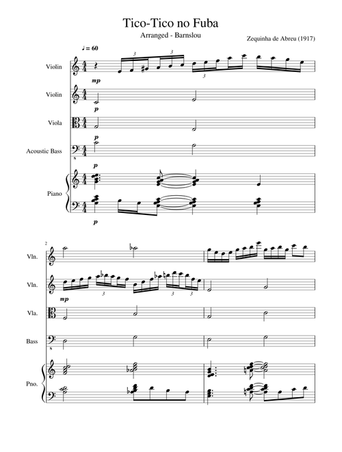 Tico Tico - Barnslou Arrangement - String Quartet