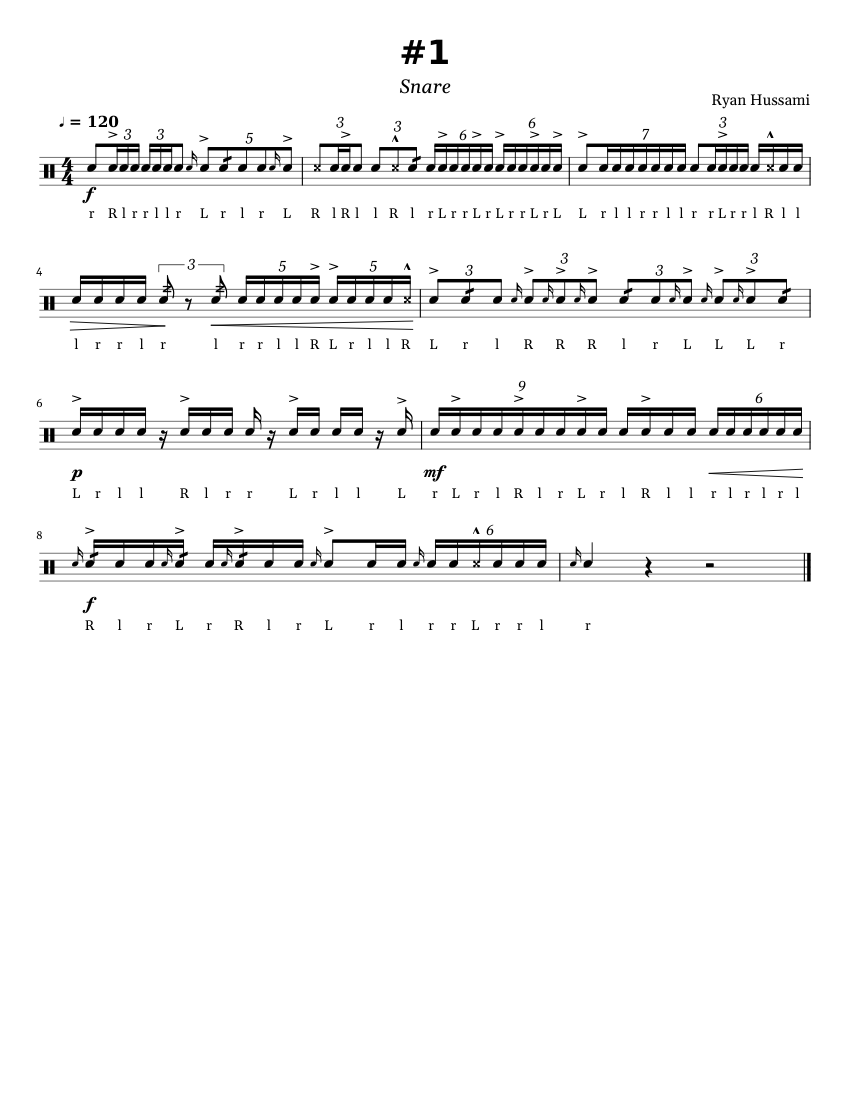 Snare Lick 1 Sheet Music For Snare Drum Solo Musescore