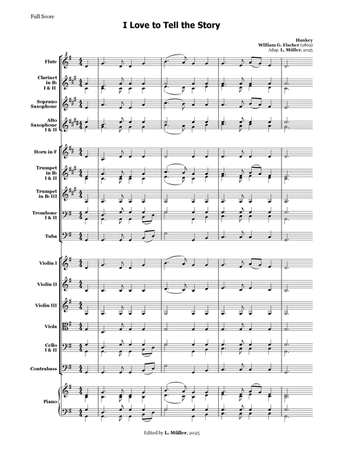 I Love to Tell the Story - for Beginner Orchestra (Arr. L. Müller) - William G Fischer (Large Ensemble)