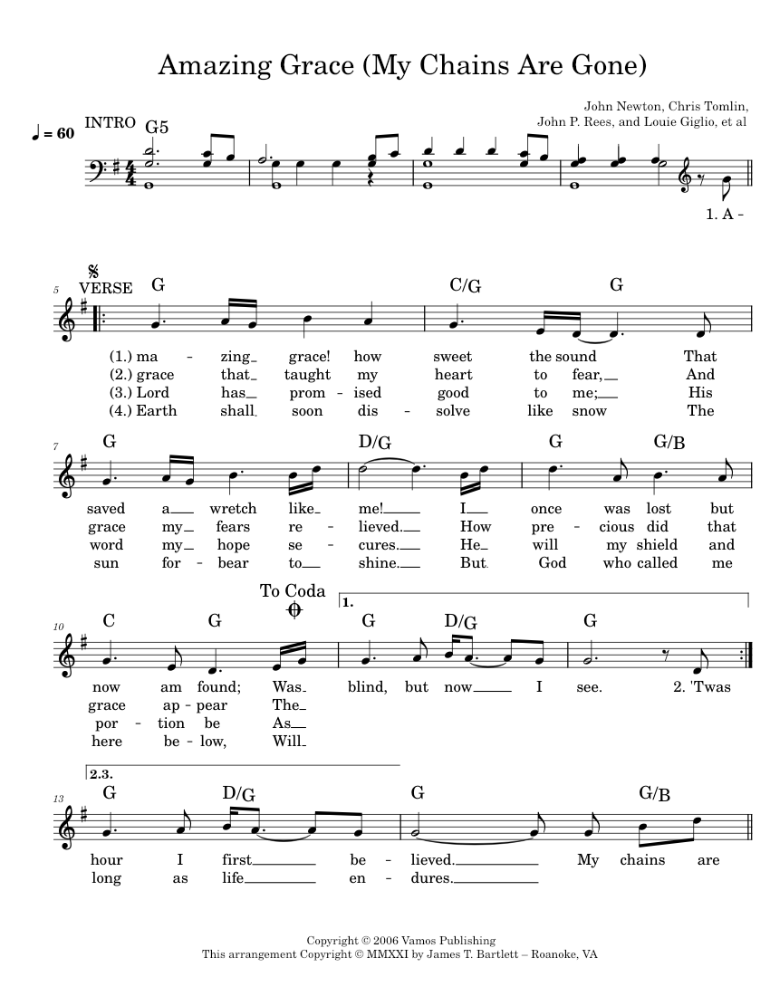 Amazing Grace My Chains Are Gone Piano Chords