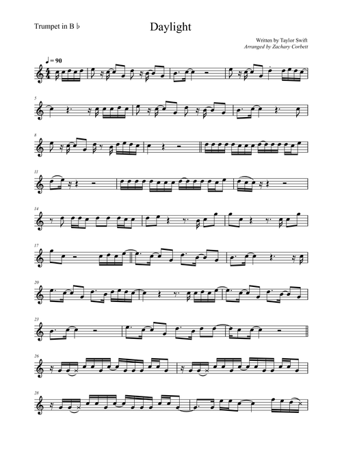 Daylight (Arr. Zac Corbett) - Taylor Swift (Trumpet Solo)