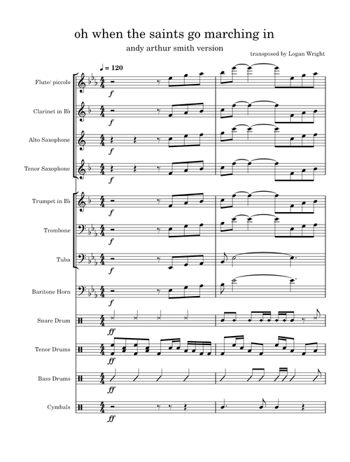 When the saints go marching in (stand tune)