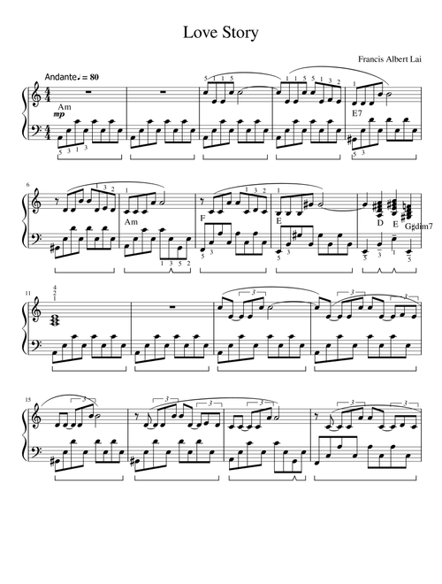 Love Story (Arr. PianoMusicSheets) - Andy Williams (Piano Solo)