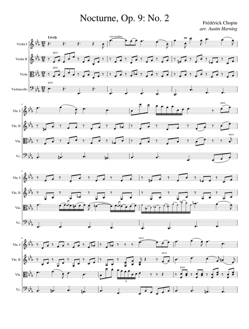 Nocturne Op. 9: No. 2, for String Quartet