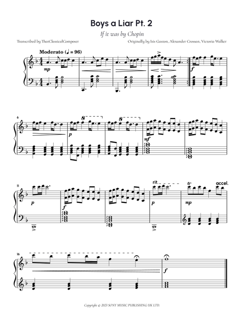 Boy's A Liar Pt. 2 (Arr. ThatClassicalComposer) - Pinkpantheress & Ice Spice (Piano Solo)