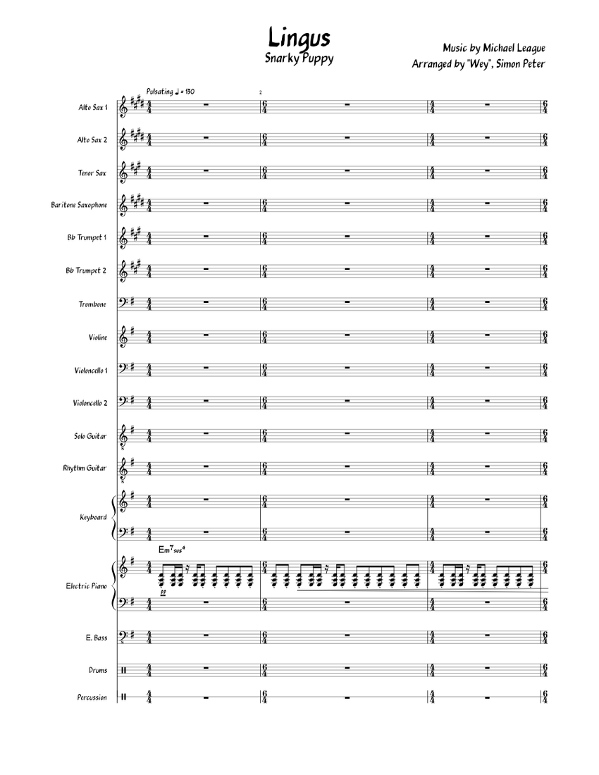 Lingus – Snarky Puppy Sheet music for Piano, Trombone, Saxophone alto
