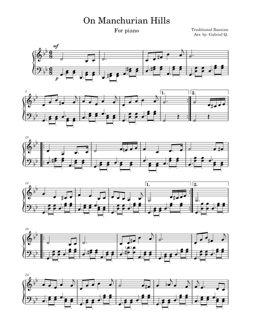 On Manchurian Hills (russian waltz) for piano