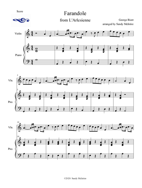 Farandole from L'Arlesienne (Arr. Sandy McIntire) - George Bizet (Violin and Piano)