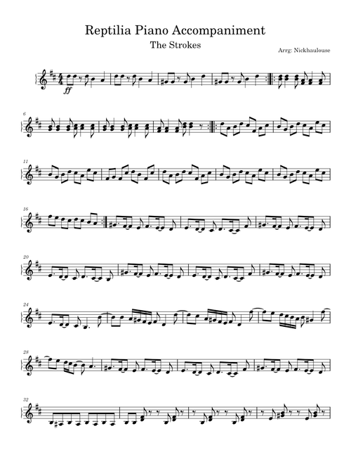 Reptilia Piano Accompaniment