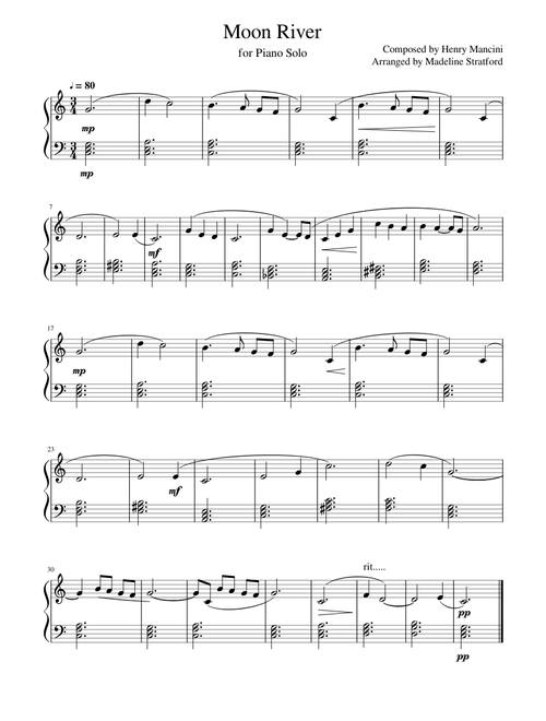 Moon River for Piano Solo