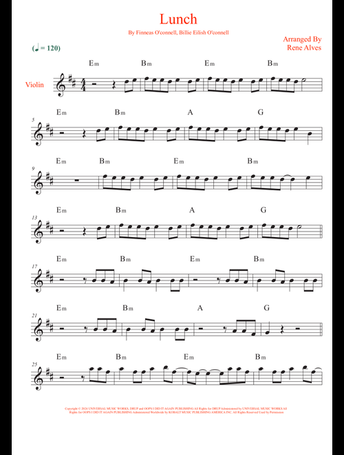 Lunch (Arr. Rene Alves) - Billie Eilish (Violin Solo)