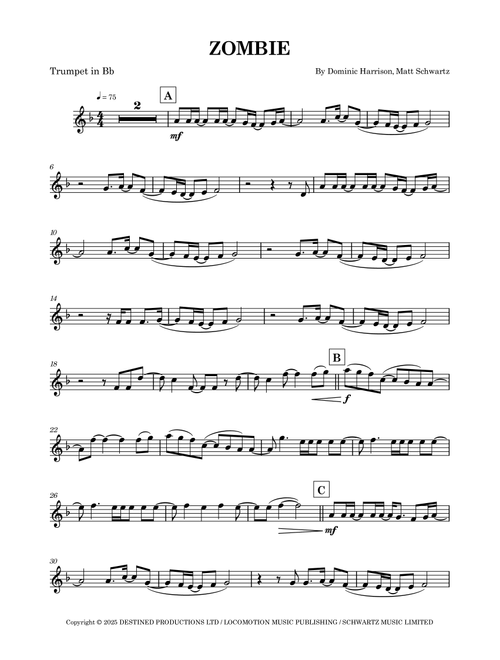 Zombie (Arr. Benjamin Vater) - Yungblud (Trumpet Solo)