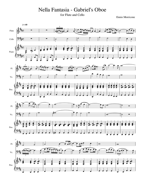 Morricone - Nella Fantasia, Gabriel's Oboe, for Flute and Cello