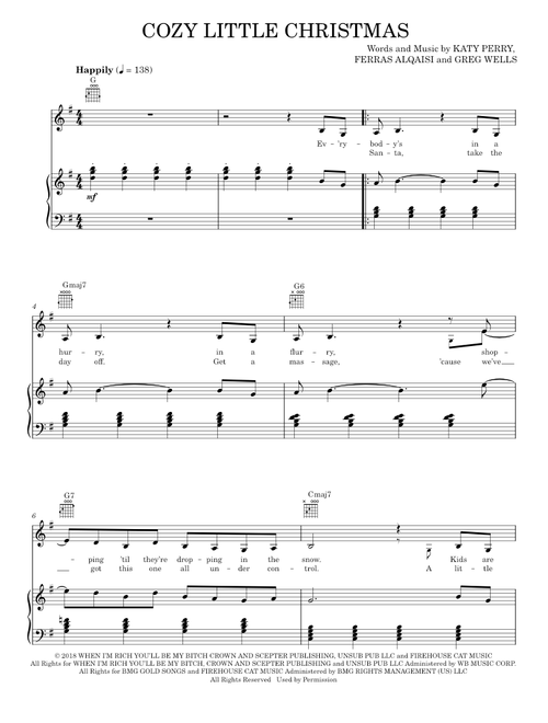 Cozy little christmas - Katy Perry (Piano-Vocal-Guitar)