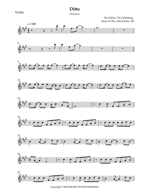 Ditto (Arr. Wesley S. SIlva) - Newjeans (Violin Solo)