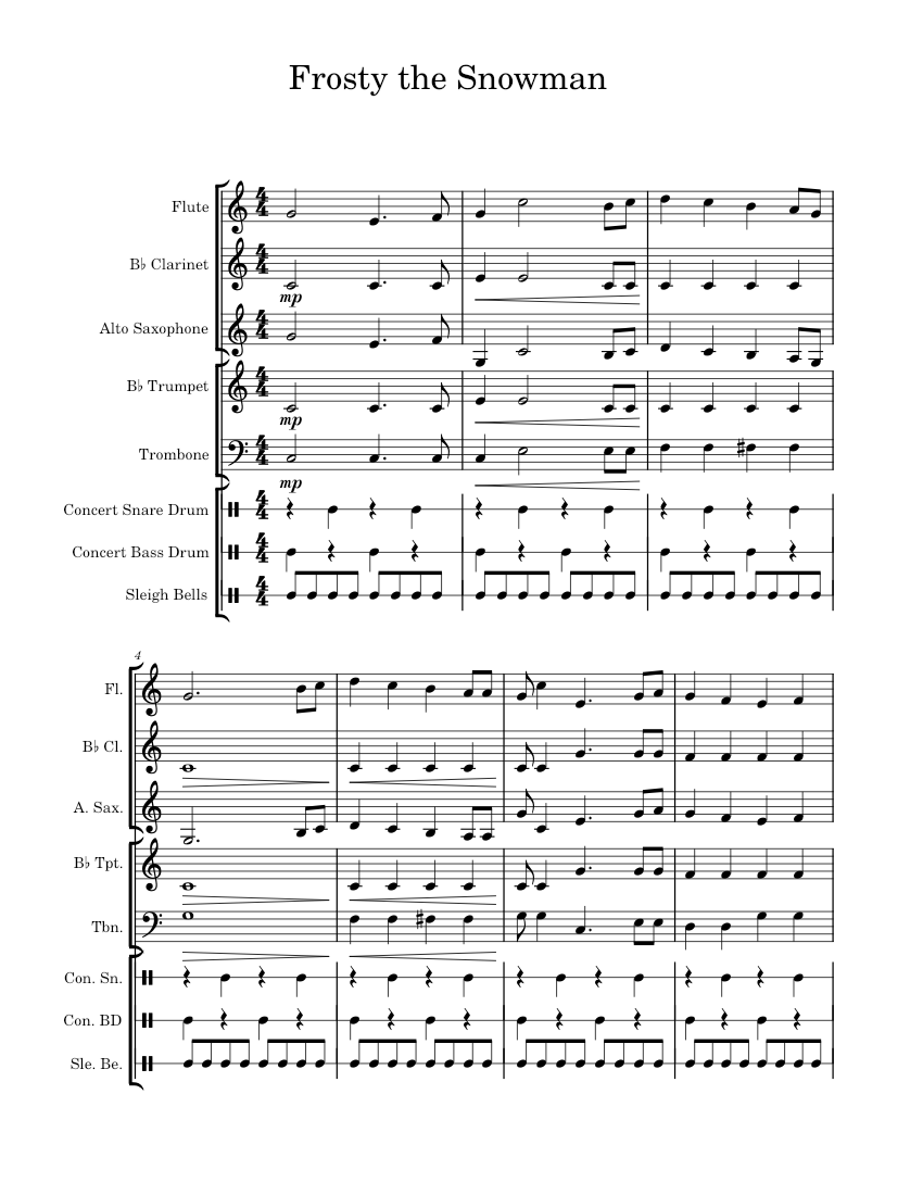 Frosty the snowman – Misc Traditional Frosty the Snowman Sheet music for Trombone, Flute ...