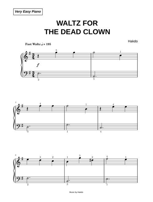 Waltz for the Dead Clown - Hakdo (Very Easy Piano)
