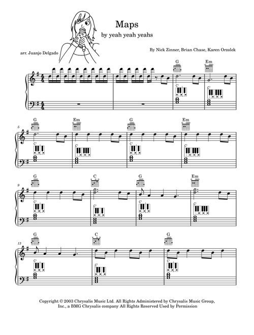 Maps (Arr. Juanjo Delgado) - Yeah Yeah Yeahs (Easy Piano)