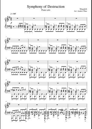 MEGADETH 楽譜集 Symphony of Destruction-Megadeth Sheet Music for Guitar, Bass