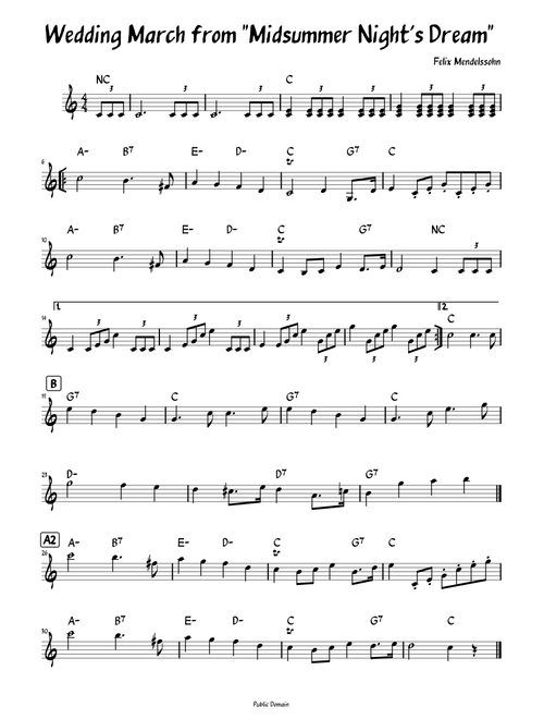 Wedding March from Midsummer Night's Dream (Lead Sheet )