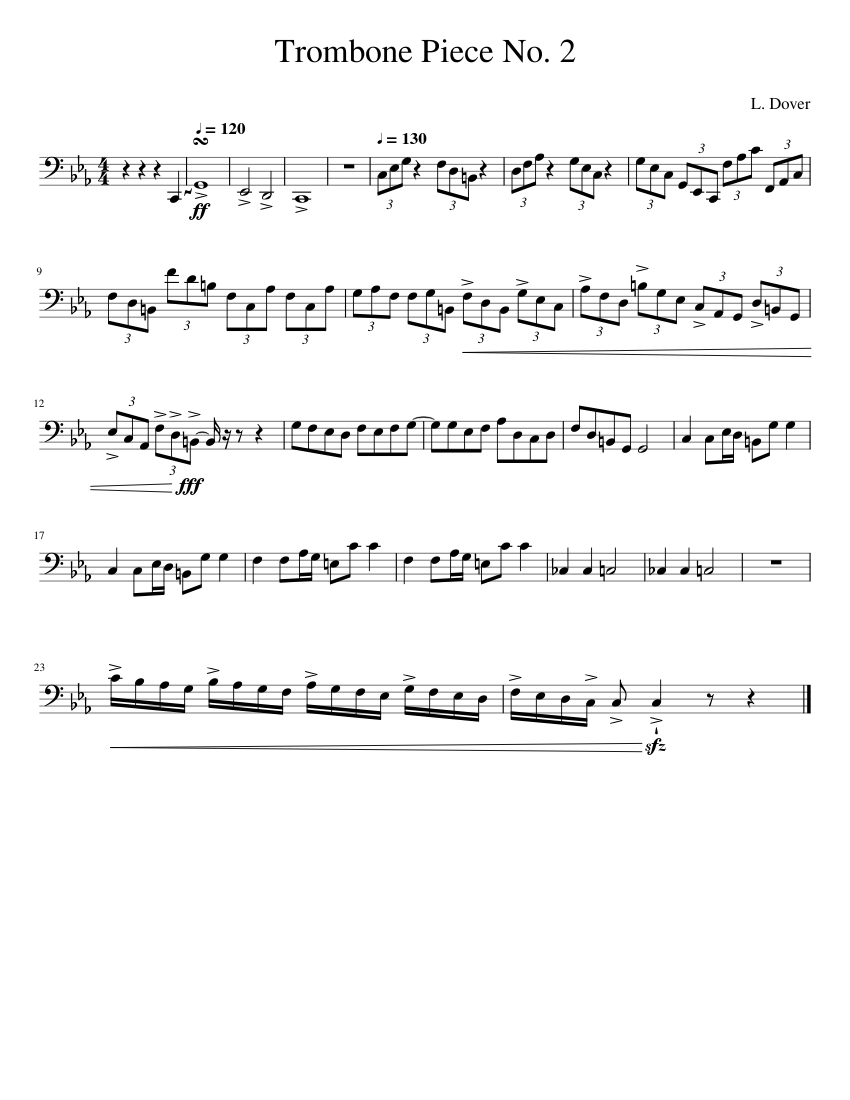 Trombone Piece No. 2 Sheet music for Trombone (Solo) | Musescore.com
