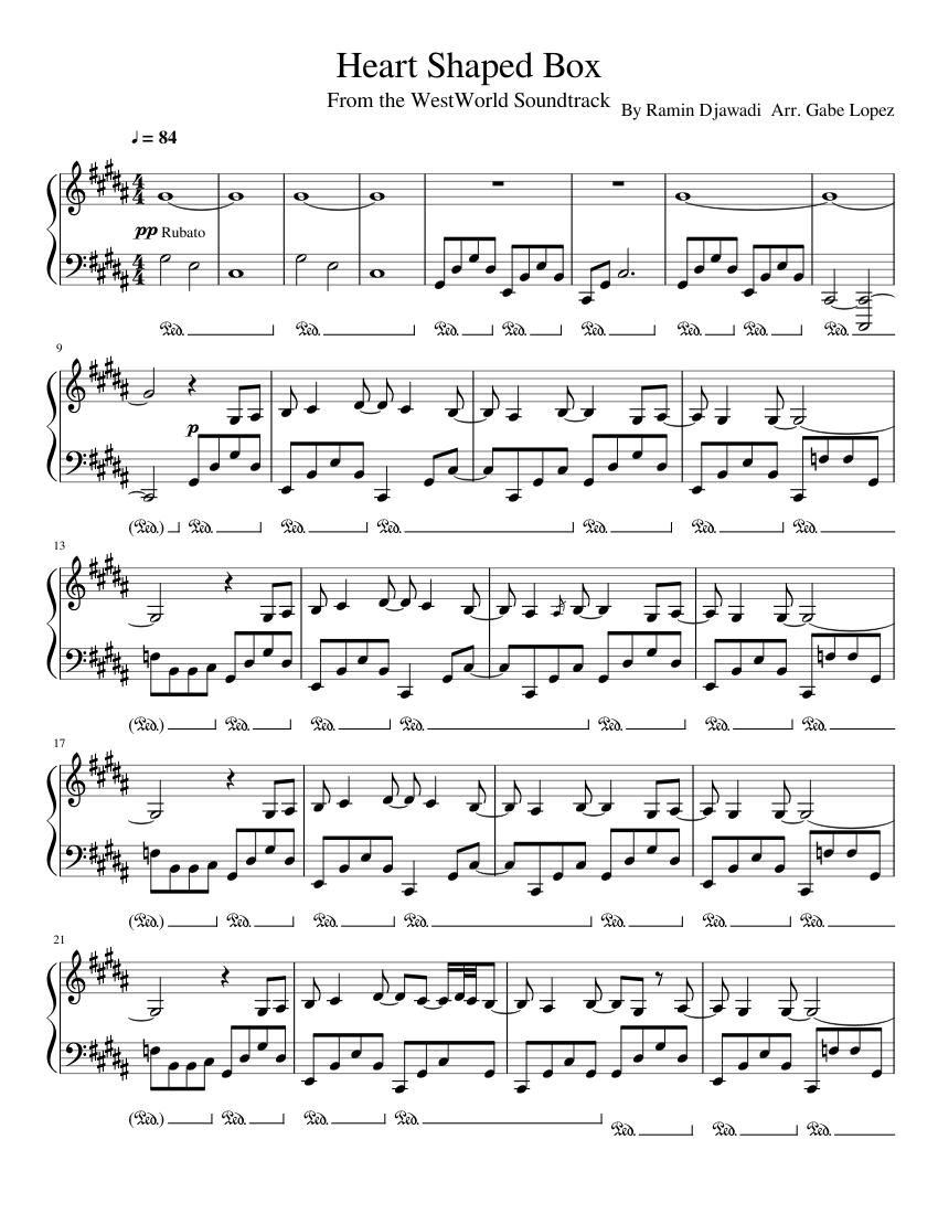 Heart Shaped Box Sheet Music for Piano (Solo) | MuseScore.com