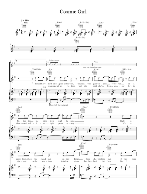 Cosmic girl - Jamiroquai (Piano-Voice-Guitar)