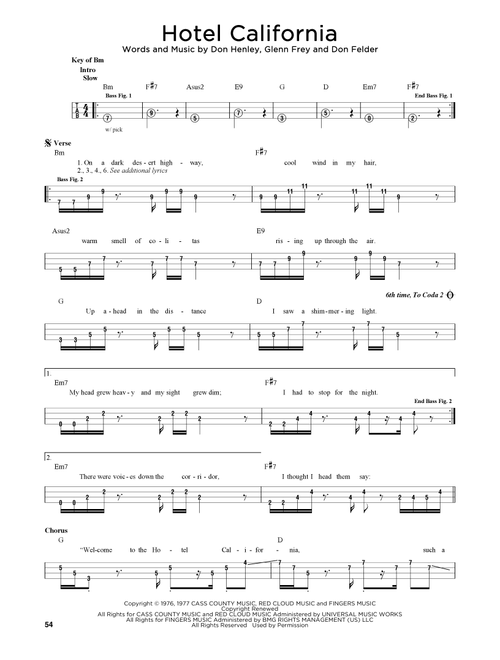 Hotel California - Eagles (Easy Bass Tab)