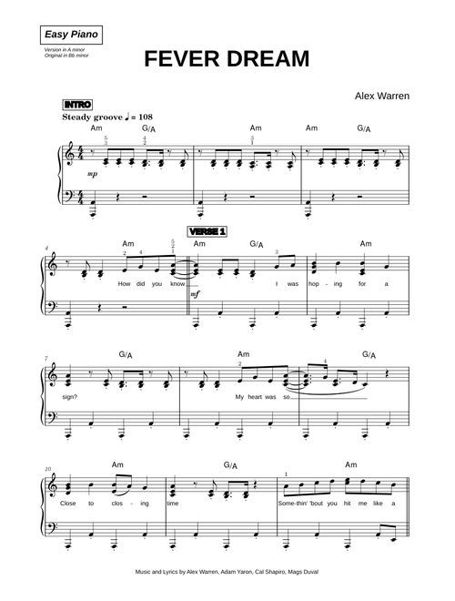 FEVER DREAM - Alex Warren (Easy Piano)