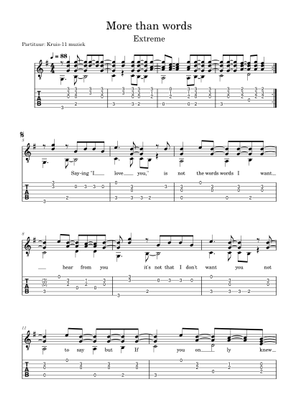 More Than Words - Extreme Sheet Music for Piano, Vocals (Piano