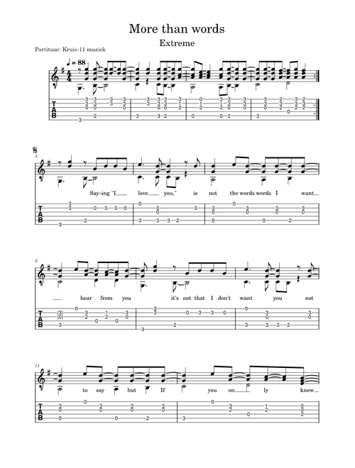 Extreme - More than words - guitar TAB